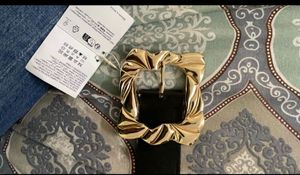ZARA Black Leather Belt with Gold Buckle