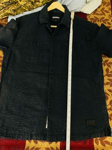 buckaroo Dark Blue Textured Short Sleeve Shirt