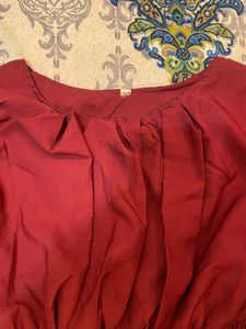Chic Maroon Flutter Sleeve Dress