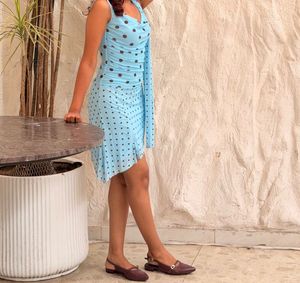 Light Blue Polka Dot Mini Dress
