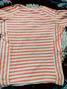 Striped Three Quarter Sleeve Top(top notch quality