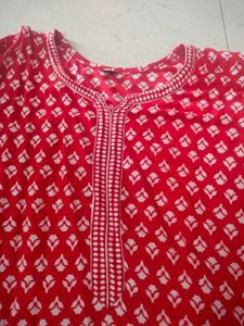 Red &amp; White Print Kurti