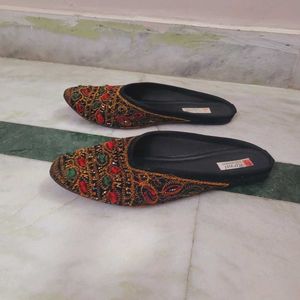 Embroidered Mules - Ethnic Flats