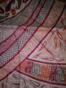 Red-white cotton super net saree