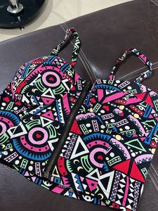 Vibrant Geometric Print Crop Top