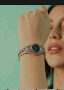 Women Embellished Round Green Dial Analog Watch