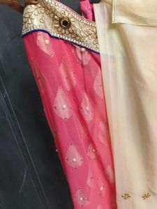 Elegant Pink and Cream Saree 2 colour sare