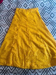 Vibrant Yellow Sequined Ethnic Skirt