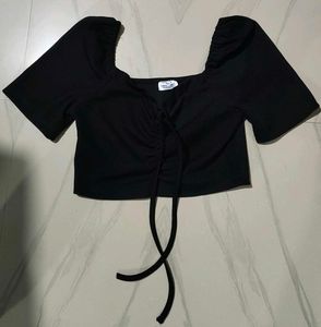 Little box Black Ruched Crop Top