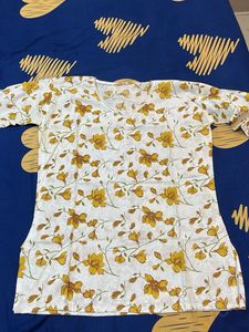 White & Yellow Floral Kurta