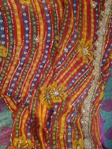 Vibrant Indian Saree with Embellishments