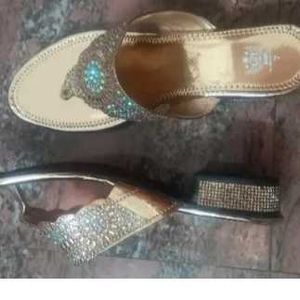 new Embellished Gold Flat Sandals