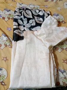 Elegant White Kurta with Black Border
