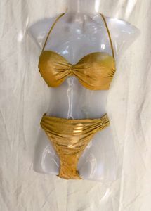 5254. Metallic Gold Bikini Set