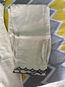 Cream Kurta Set with Black Embroidery