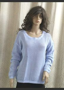Light Blue Mesh Knit Sweater