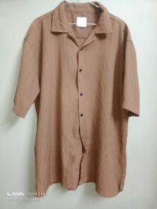 Men's Brown Short-Sleeve Casual Shirt