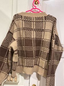 Cozy Plaid V-Neck Sweater