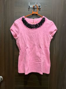 Pink Embellished T-Shirt 🩷🤍