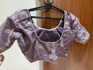 Purple Embroidered Saree with blouse