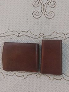 GO Classic Brown Leather Wallet  &amp; Keychain Set