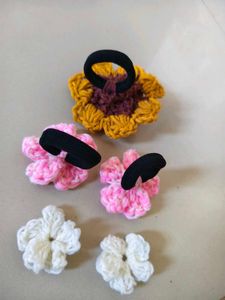 Handmade Crochet Flower Hair Ties