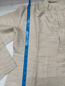 Men's Beige Textured Kurta