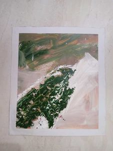Abstract Green and White Painting(hand-painted)