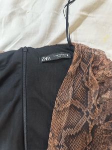 Brown Snake Print Ruched Dress