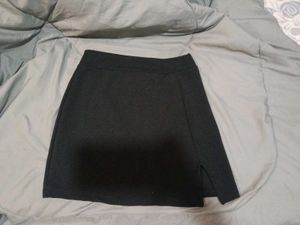 Black Mini Skirt with Side Slit (size-M)