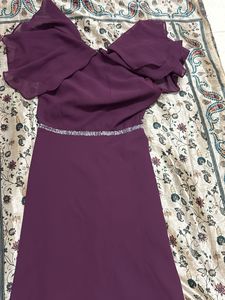 Elegant Plum Gown with Embellished Waist
