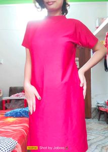 Vibrant marunish Red T-Shirt Dress
