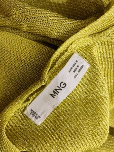 Lime Green Sparkly V-Neck Sweater