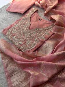 Pink Embroidered Kurta Set with Dupatta