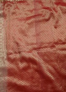 Elegant White &amp; Red Saree with Gold Border