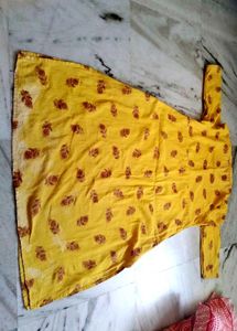 Yellow Printed Kurti