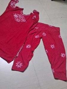 Stylish Pink Printed Kurta and Dhoti Set of 2