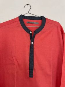 Ode by House of Pataudi Coral Pink Kurta XL