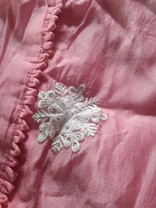 Embroidered Pink Cotton Kurta