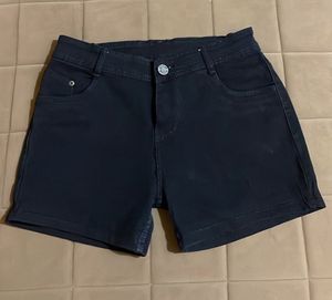 Classic Black Denim Shorts