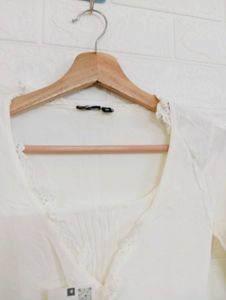 White Lace Trim Cardigan