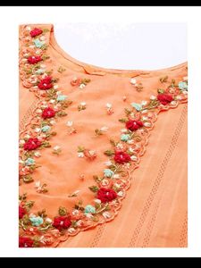 Elegant Orange Embroidered Kurta Set