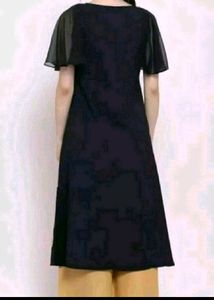 Elegant Navy Blue Maxi Dress with Gold Print
