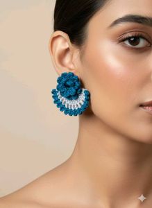 💙 💚 Crochet handmade floral Earrings