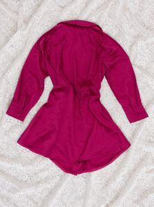 Satin Button-Up Shirt Dress