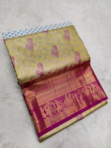 #bridal Kanjeevaram Silk Saree with pallaki border