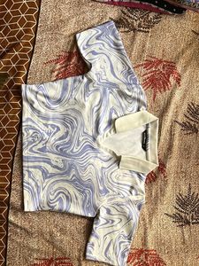 Marble Print Collared Top
