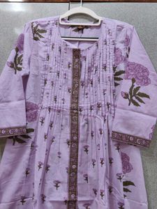 Lilac Floral Print Kurta Set