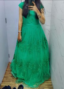 Elegant Teal Embroidered Gown