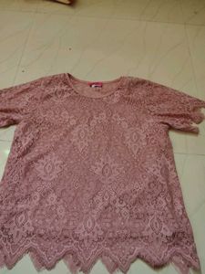 Pink Lace Short Sleeve Top